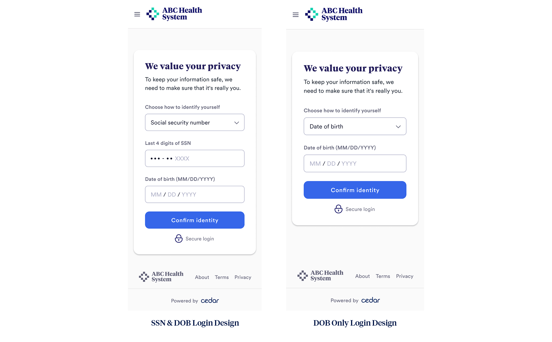 A?B test of healthcare check-in